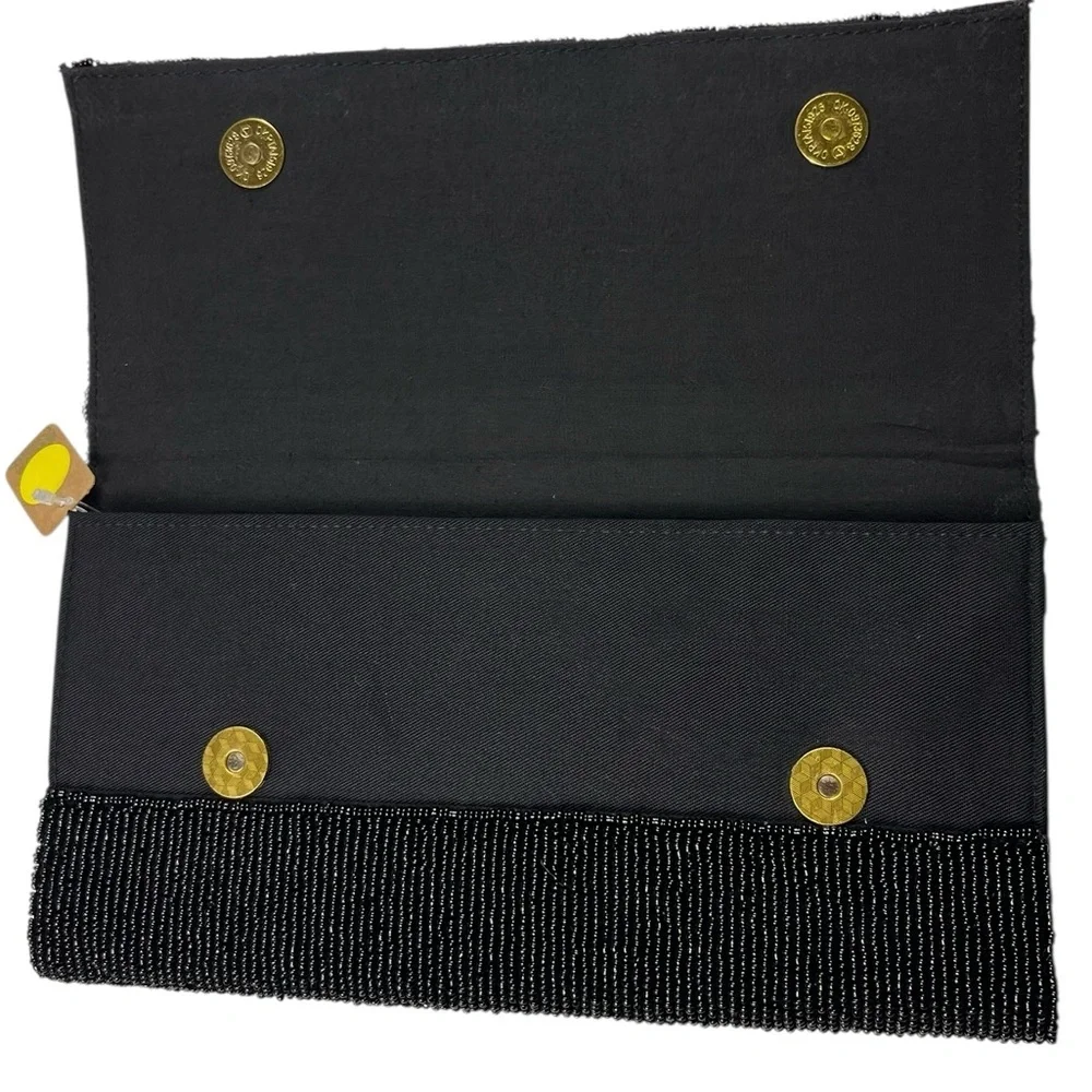 USA Beaded Black Clutch Shoulder Purse Goldtone Strap American Patriotic - Picture 5 of 13